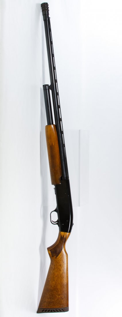 Mossberg Model 500AG .12ga. Shotgun (Serial #J104229): Mossberg Model 500AG .12ga. Shotgun (Serial #J104229) Bottom load pump action shotgun with C-Lect Choke, chambered for 2 3/4 and 3 inch shells; together with soft case Length: 27.00 inches (barrel len