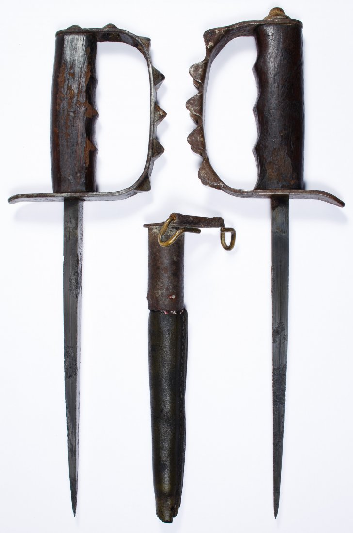 World War I US Trench Daggers: World War I US Trench Daggers Two daggers, one with partial scabbard Length: 14.00 inches Category: Military & Weapons > World War I Shipping Status: Leonard Auction, Inc. will directly ship via USPS