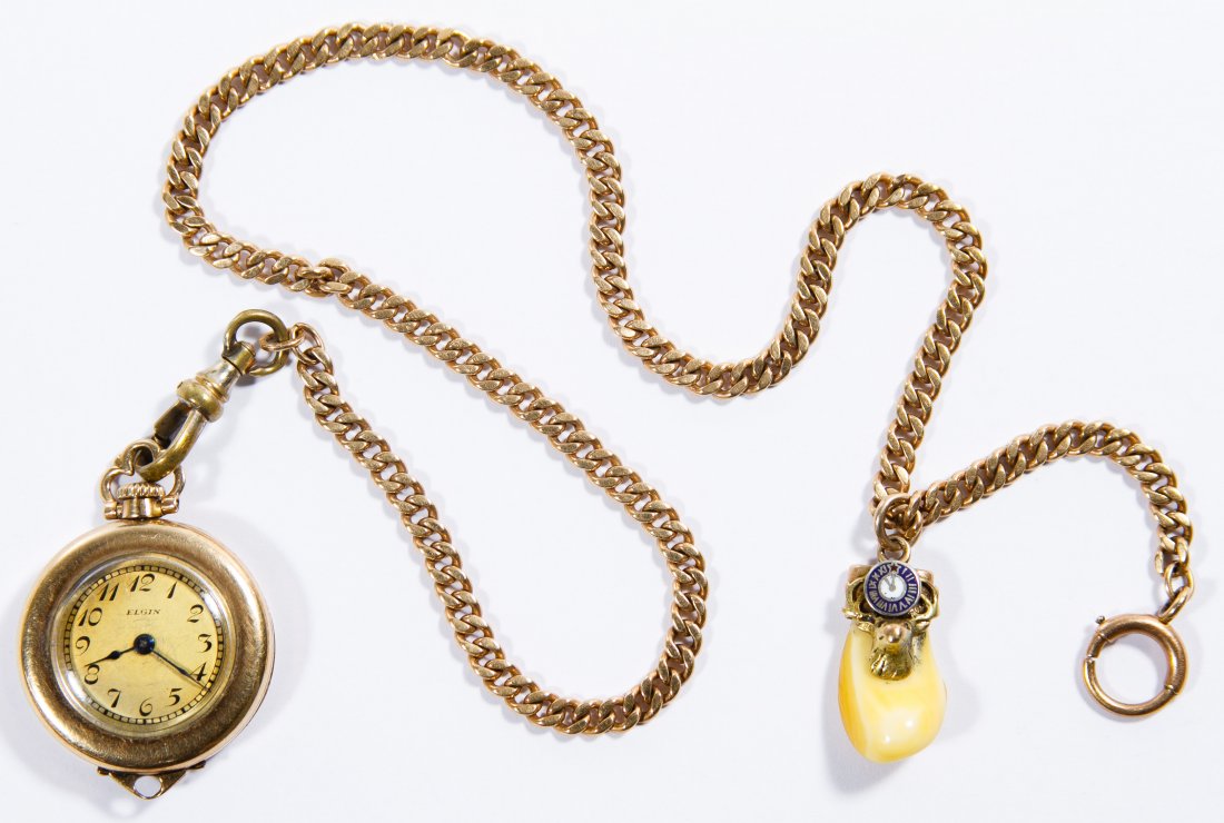 10k Gold Watch Chain with Fob