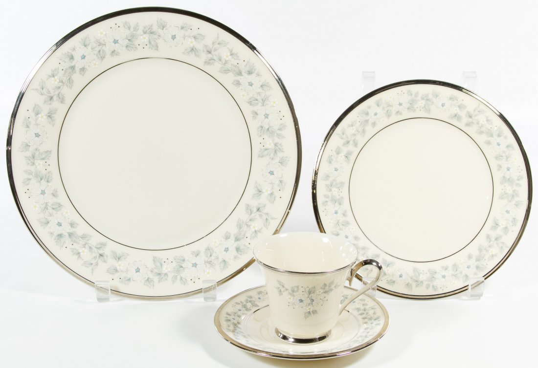 Lenox 'Windsong' Partial China Service: Lenox 'Windsong' Partial China Service Including (8) dinner plates, (7) dessert plates, (7) bread plates, (7) coffee cups and (6) saucers Diameter: 10.50 inches (largest) Category: Porcelain & Ceramic