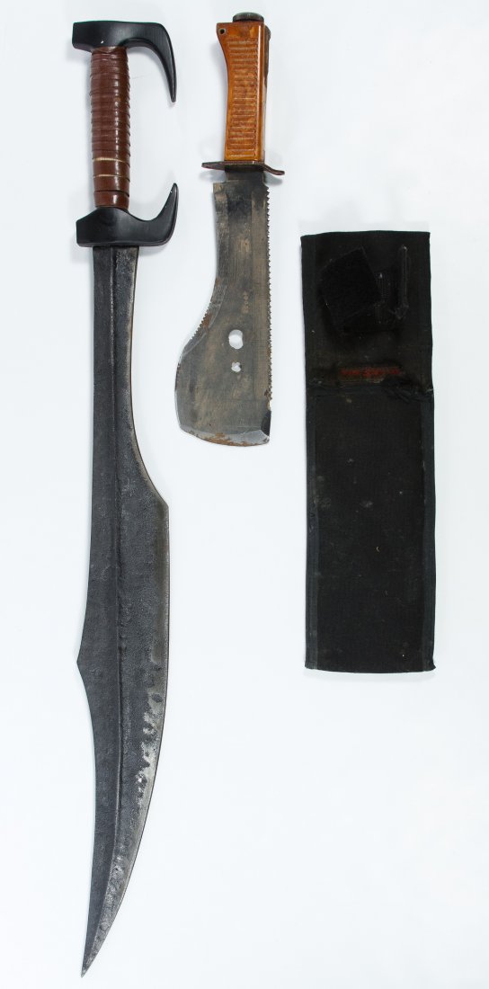 Decorative Metal Sword: Decorative Metal Sword Together with a fishing knife and case Length: 34.00 inches (sword) Category: Military & Weapons > Decorative Swords Shipping Status: Due to size, weight, value or shipping comp