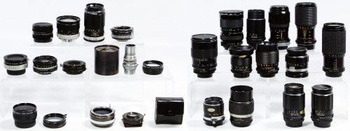 Camera Lens Assortment: Camera Lens Assortment Thirty lenses including examples from Soligor, Vivitar, Victo, Ikex Optical Co., Kalimar and Nikon Length: 5.25 inches (largest) Category: Cameras & Electronics > Cameras Tax St