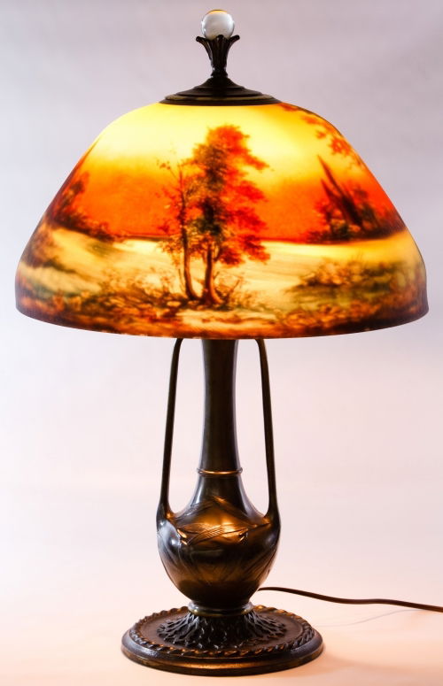 Reverse Painted Glass Lamp Shade by Moe Bridges Co.