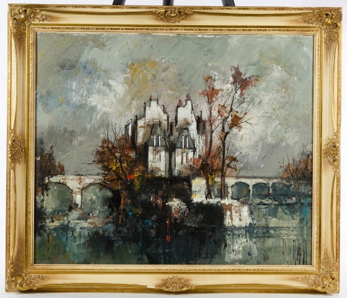 Aldo Paolucci (Italian, 1941-2002) 'Saint Louis, Paris': Aldo Paolucci (Italian, 1941-2002) 'Saint Louis, Paris' Oil on Canvas Undated, signed lower right, depicting the hotel Saint Louis in Paris Height: 20.00 inches, Width: 24.00 inches (canvas) Frame Siz