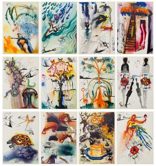 Salvador Dali (Spanish, 1904-1989) 'Alice in: Salvador Dali (Spanish, 1904-1989) 'Alice in Wonderland' Folio 1969, Maecenas Press, Random House, edition #697/2500, pencil signed on title page, housed in linen portfolio on Mandeure paper Height: 1