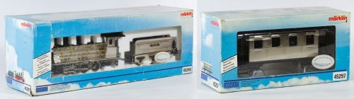 Marklin Maxi 'Bavaria Limited' Locomotive: Marklin Maxi 'Bavaria Limited' Locomotive Including the original box for #45296, together with Marklin Maxi 'Swabian Passenger Car' #45297 having the original box Length: 23.00 inches (box) Category: