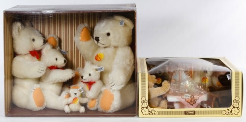 Steiff Limited Edition Bear Sets: Steiff Limited Edition Bear Sets Two boxed sets including bears having a tea party #204 and a five white bear set #203 Height: 15.00 inches (tallest white bear) Category: Toys and Dolls > Modern Toys 