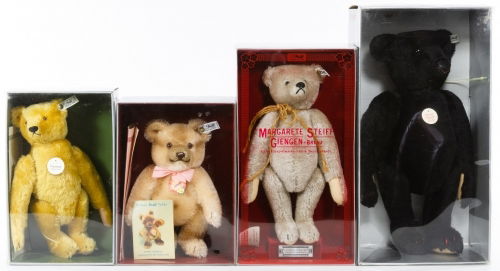 Steiff Limited Edition Boxed Replica Bears: Steiff Limited Edition Boxed Replica Bears Four items including a 1909 Somersault Teddy #164, a 1953 Jackie bear #190, a 1902 bear #150 and 1907 Black Bear #173 Height: 16.00 inches (tallest) Category