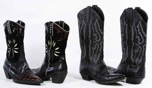 Sterling and Van Eli Women's Cowboy Boots: Sterling and Van Eli Women's Cowboy Boots Two pair including size 6.5B Sterling 'Black Lizard' boots in box and an size 8.5 Vanelli boots Height: 14.00 inches (sterling) Size: 6.5B, 8.5 Category: Clot