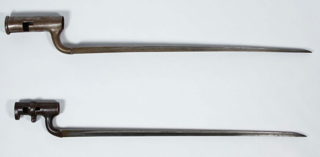 Pre Civil War and Indian War Era Socket Bayonets: Pre Civil War and Indian War Era Socket Bayonets Two items with triangular blades including one marked with a crown, B, 47 SEAKI and the other marked with a crown, 6, an illegible mark and crossed swo