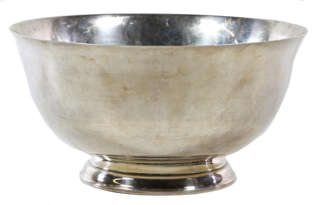 Watson Company Sterling Silver Punch Bowl: Watson Company Sterling Silver Punch Bowl Pattern #B268, 'Exemplar' Paul Revere 1768; marked 'sterling' Height: 6.75 inches, Width: 13.25 inches Weight: 57.42 ozt. Category: Silver & Metalware > Sterl