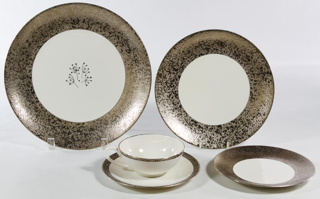 Sasha Brastoff 'Winrock' China Service: Sasha Brastoff 'Winrock' China Service Including (11) dinner plates, (11) salad plates, (12) dessert plates, (12) cups, (12) saucers, (2) salt shakers, (2) pepper shakers and teapot, creamer and sugar