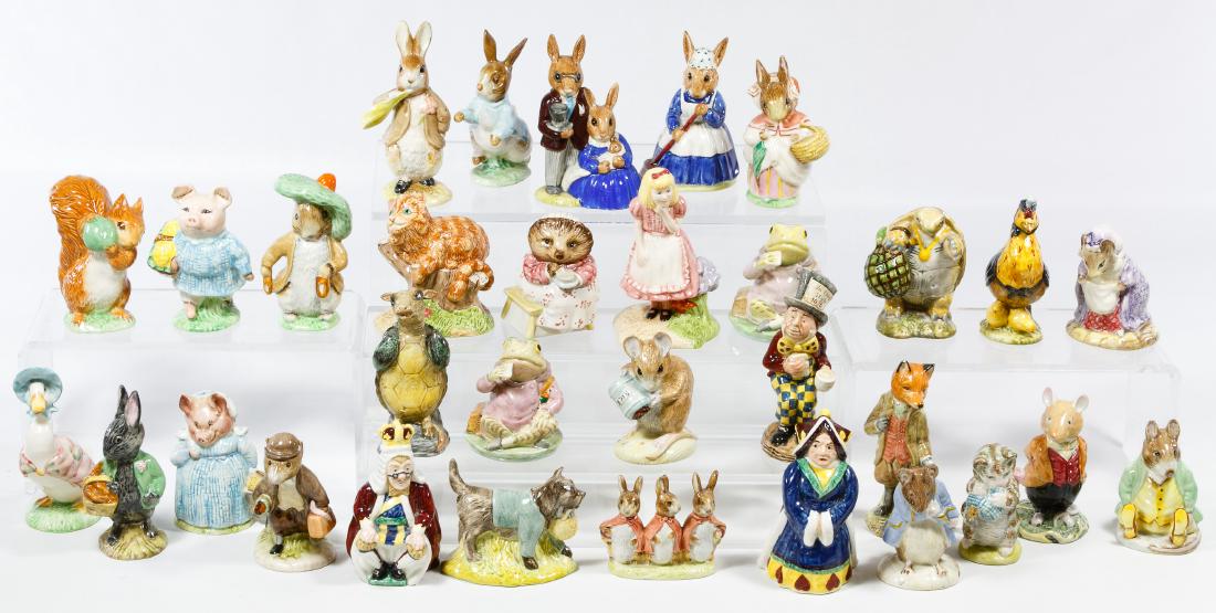 Royal Doulton, Royal Albert and Beswick Ceramic: Royal Doulton, Royal Albert and Beswick Ceramic Figurines Including eight 'Alice in Wonderland' characters and twenty-four 'Beatrix Potter' characters Height: 5.00 inches (tallest) Category: Collectib