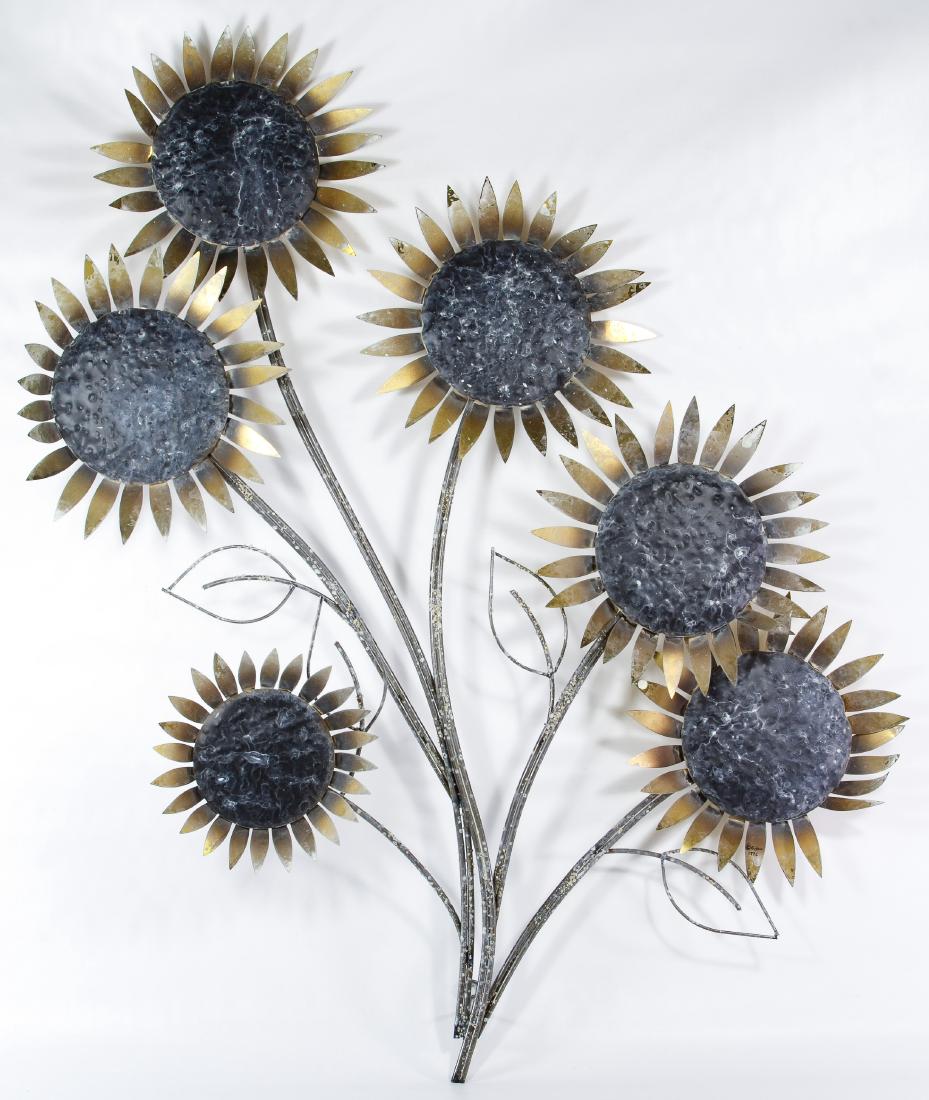 Curtis Jere (American, d.2008) 'Sunflower' Wall Hanging: Curtis Jere (American, d.2008) 'Sunflower' Wall Hanging 1996, signed lower right, having six sunflowers with attached gravel style finish Height: 41.00 inches, Width: 29.00 inches Category: Decorative