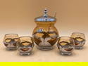 Cambridge Amber Glass Sugar Jar & Shot Glasses
