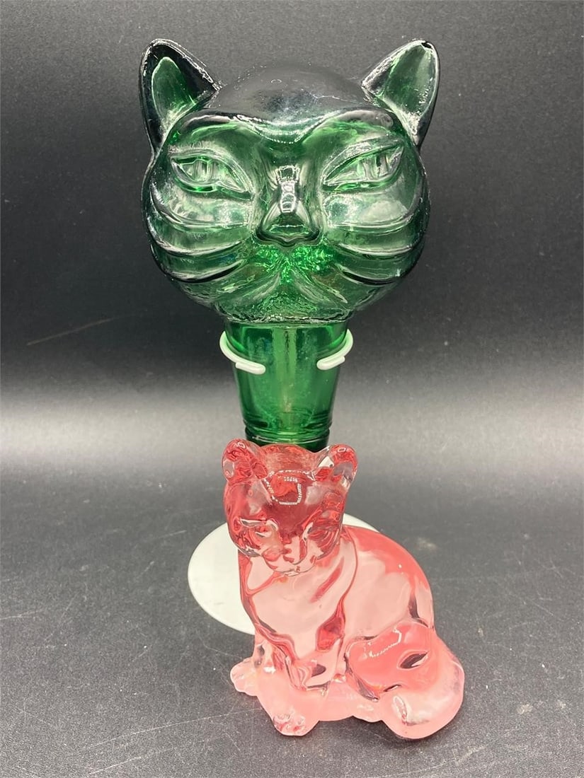 MCM Glass Cat Head Decanter Stopper & Figure (1 of 8)
