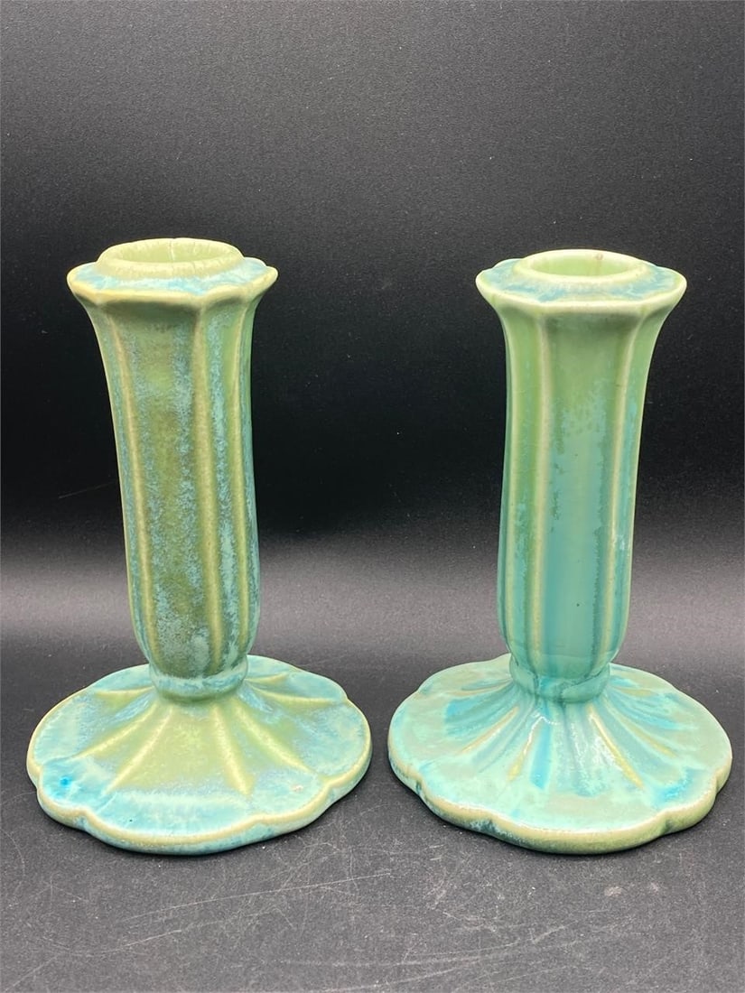 Antique Fulper Pottery Art Deco Candle Holders (1 of 12)