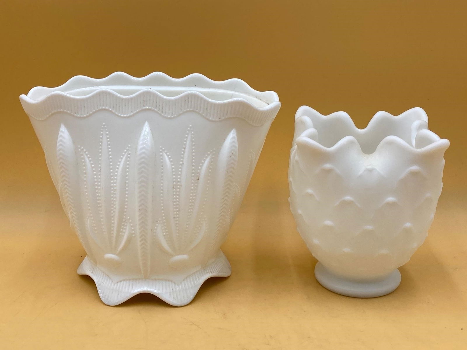 Imperial Milk Glass Art Deco & Artichoke Vases (1 of 11)