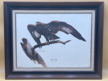 Framed Tom Dunnington Signed Golden Eagle Print