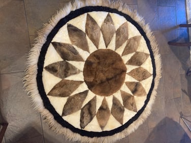 60" Round Patchwork Alpaca Fur Rug