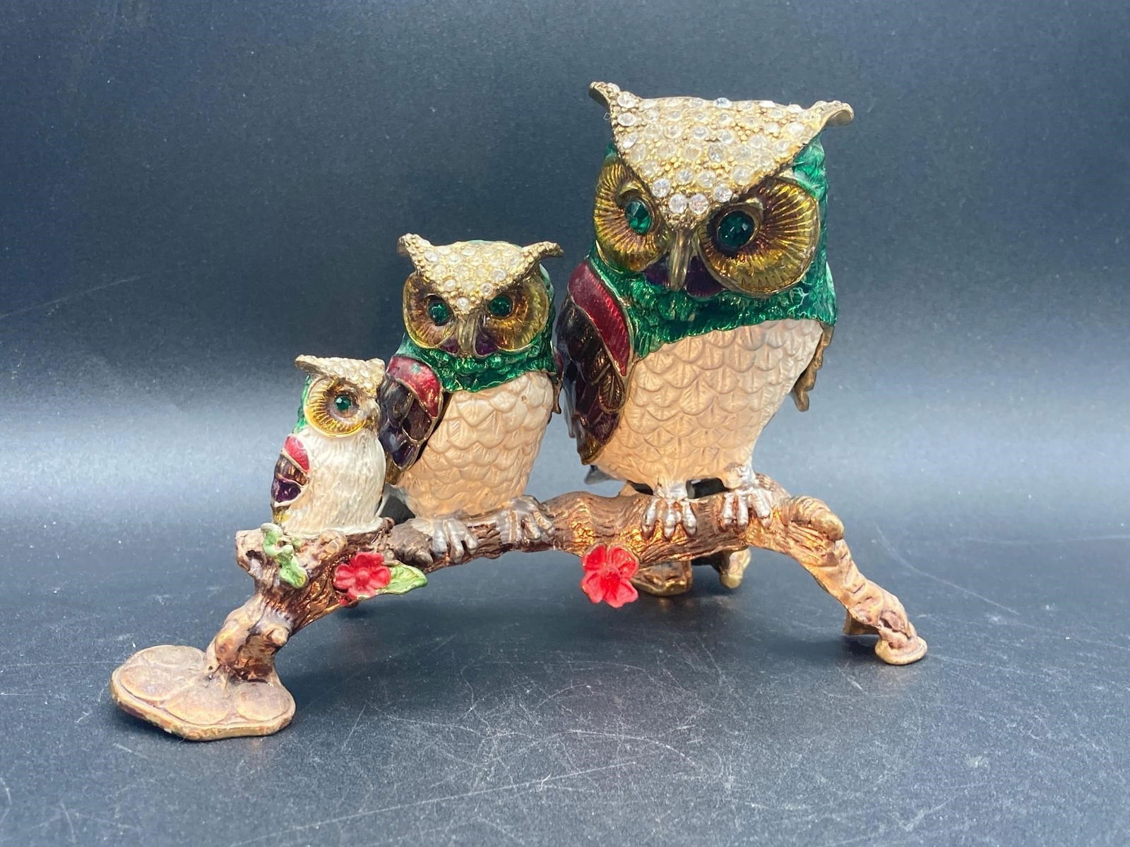 Qifu Jeweled Owls Trinket Boxes (1 of 9)