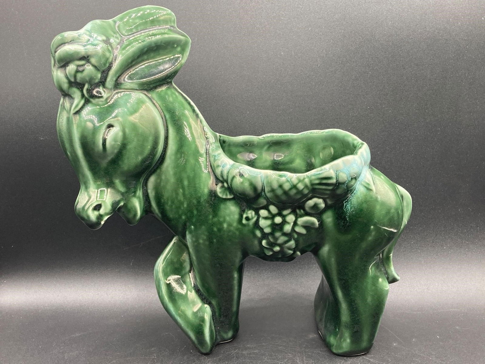 McCoy Pottery MCM Drip Glaze Donkey Planter (1 of 7)