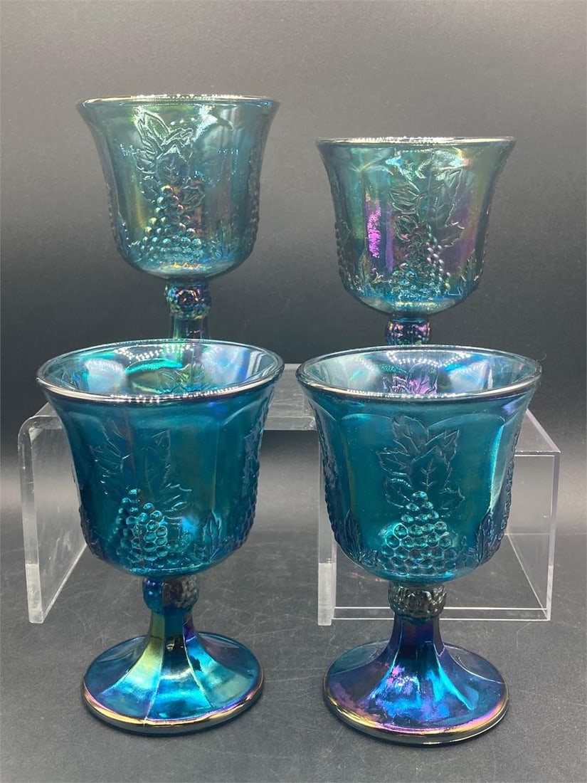 Indiana Glass Iridescent Blue Grape Goblets (1 of 6)