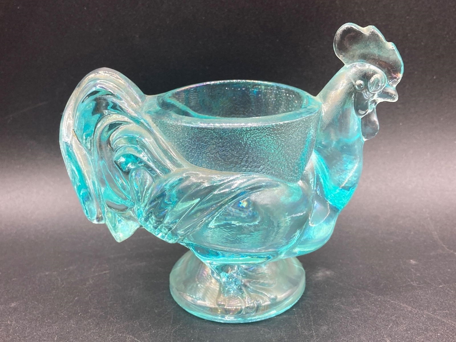 Imperial Glass Iridescent Aqua Rooster Egg Cup (1 of 7)