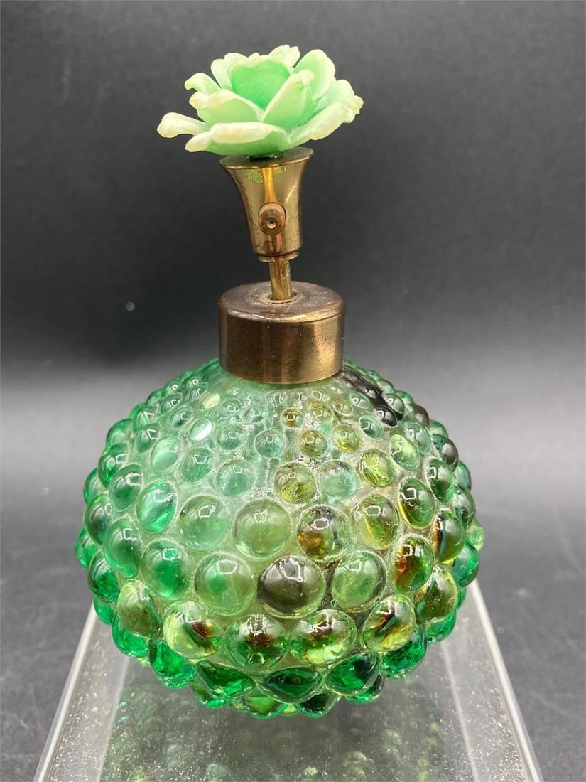 Irice Green Hobnail Atomizer Perfume Bottle