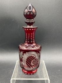 Egermann Art Nouveau Ruby Glass Perfume Bottle