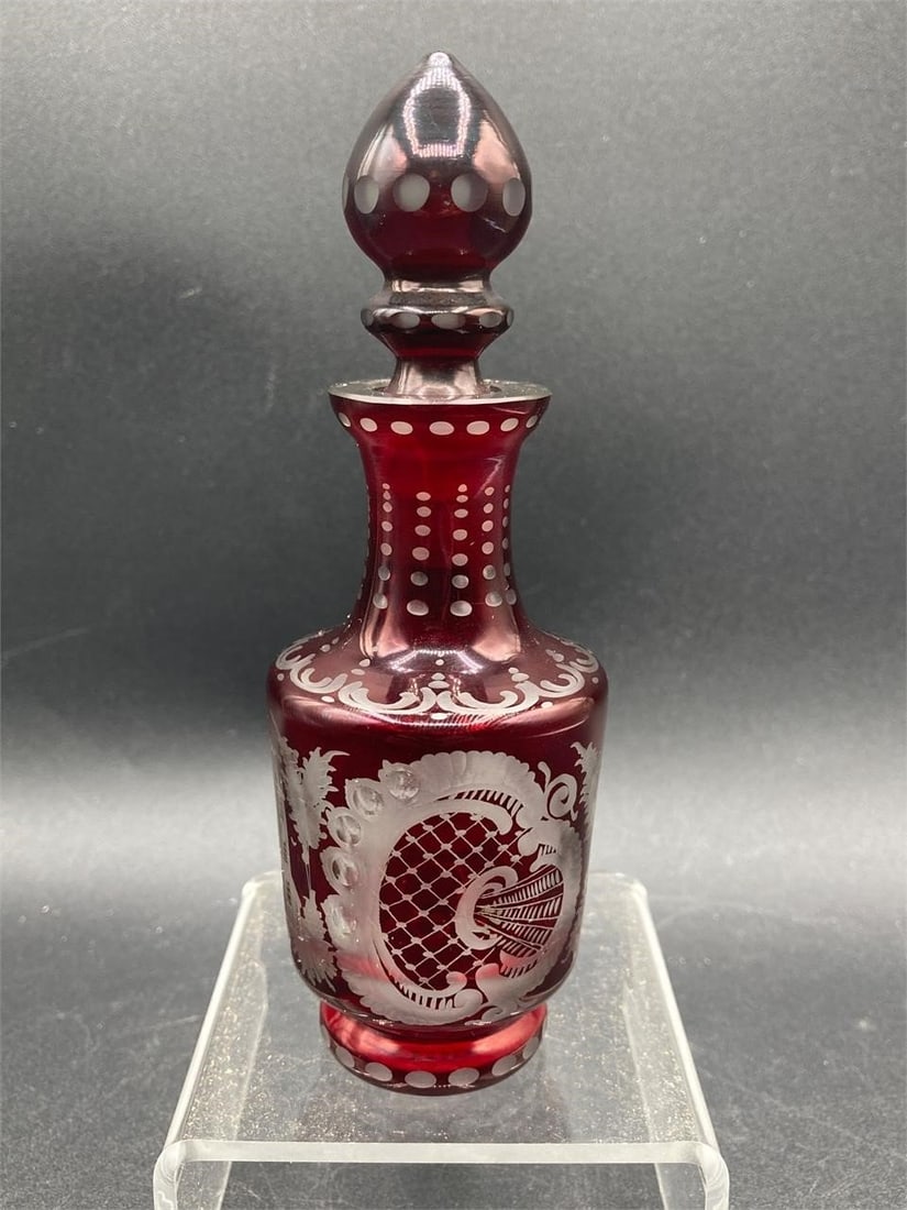 Egermann Art Nouveau Ruby Glass Perfume Bottle (1 of 7)
