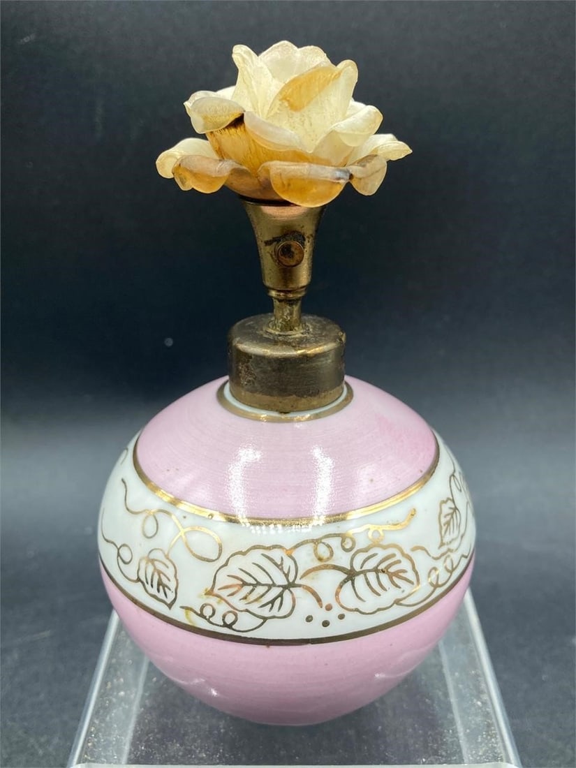 Vintage Irice Pink Porcelain Perfume Bottle (1 of 6)