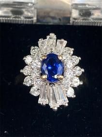 18K Gold Plated Cubic Zirconia & Sapphire Ring