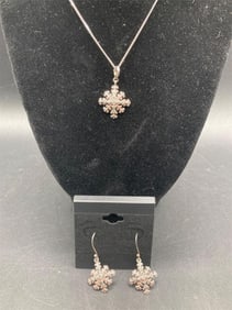 Sterling Silver Snowflake Necklace & Earring Set