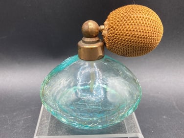 Vintage Crackle Glass Perfume Bottle