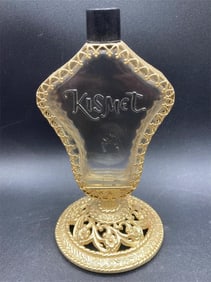 Vintage Kismet Gold Tone Filigree Perfume Bottle