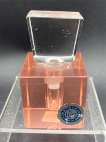 Vintage Irice Pink Cube Cut Glass Perfume Bottle