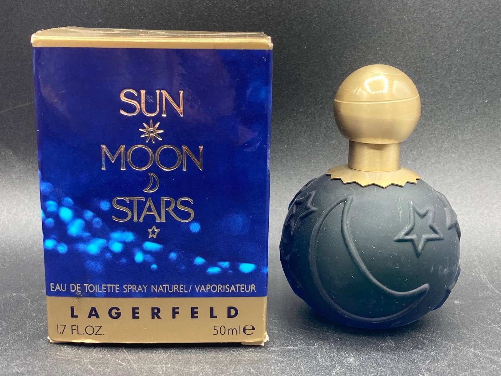 Sun Moon Stars By Lagerfeld 50ml Perfume: Sun Moon Stars 50ml perfume by Karl Lagerfeld. New in box. Made in USA.Measurements: 3" W, 3" L, 4" H Inches 1 pound