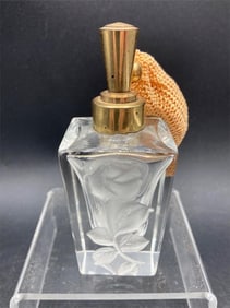 Vintage Irice Cut Glass Floral Perfume Bottle