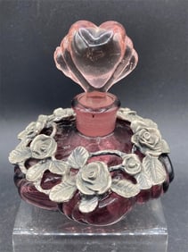 Pewter Rose Filigree Perfume Bottle