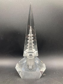 Vintage Hoya Japan Cut Glass Pagoda Perfume Bottle