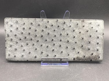 Genuine Ostrich Leather Checkbook Wallet