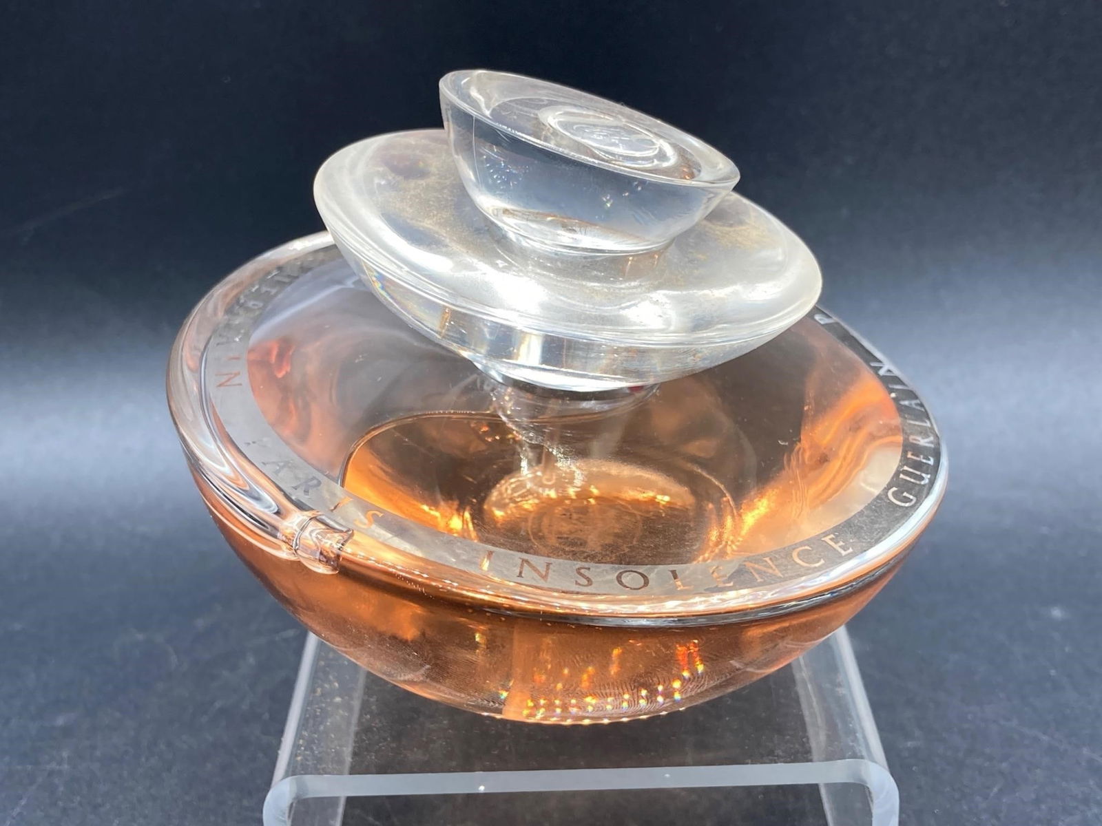 Guerlain Insolence 100ml Perfume: Guerlain Insolence 100ml perfume. Full bottle, unused. No box.Measurements: 4" W, 4" L, 3" H Inches 1 pound