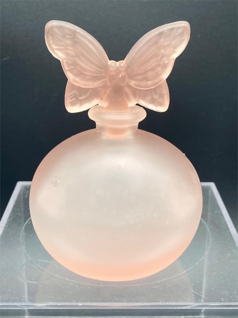 Vintage Pink Satin Butterfly Perfume Bottle (1 of 4)