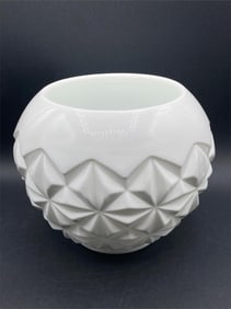 Vintage Art Deco Diamond Star Milk Glass Vase