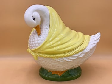 Large Porcelain Goose Cookie Jar