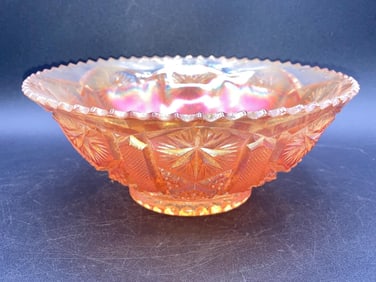 Carnival Glass Marigold Star & File Bowl