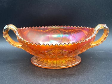Carnival Glass Marigold Star & File Bowl