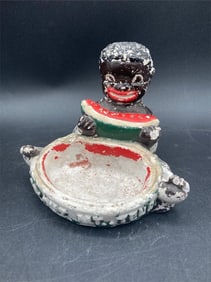 Vintage Black Americana Boy Chalkware Ashtray