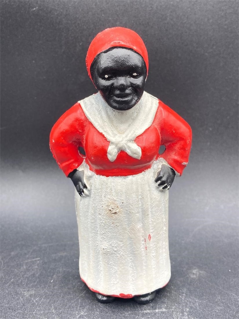 Vintage Black Americana Woman Cast Iron Coin Bank (1 of 5)